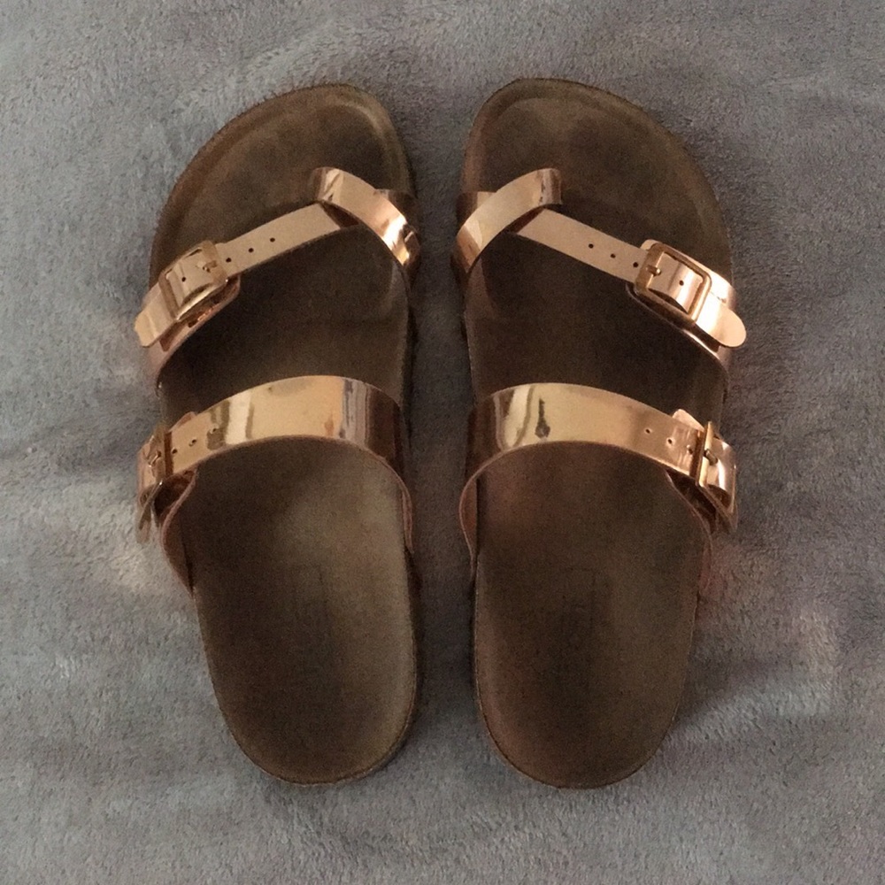 SOLD Rose Gold Birckenstock-style sandals